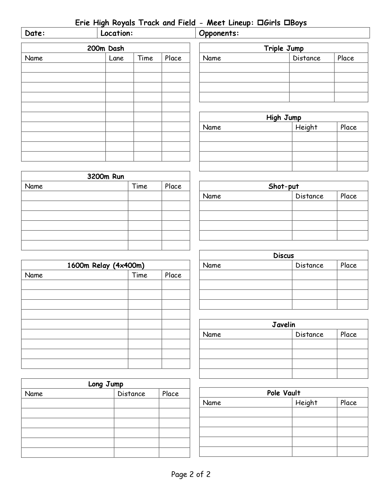 Meet Lineup Sheets PG2